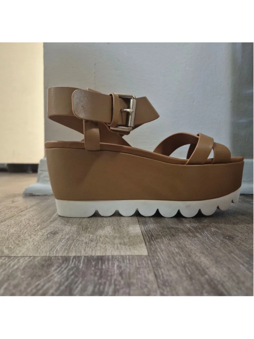 Women's See By Chloé Brown & White Wedge Sandals Size 9.5